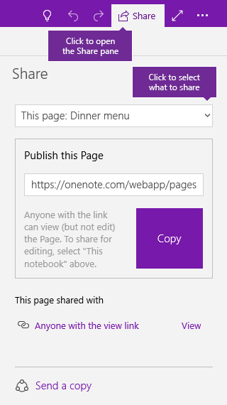 Share OneNote Page
