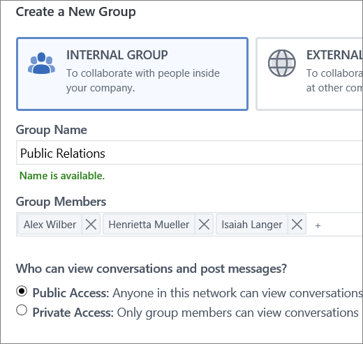 Yammer Create Groups